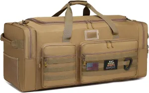 130L Extra Large Duffle Bag for Men, Heavy Duty Duffle Bag for Travel, Large Sports Gym Equipment Bag for Hockey Football Soccer Baseball Basketball & Team training, 130L, Brown
