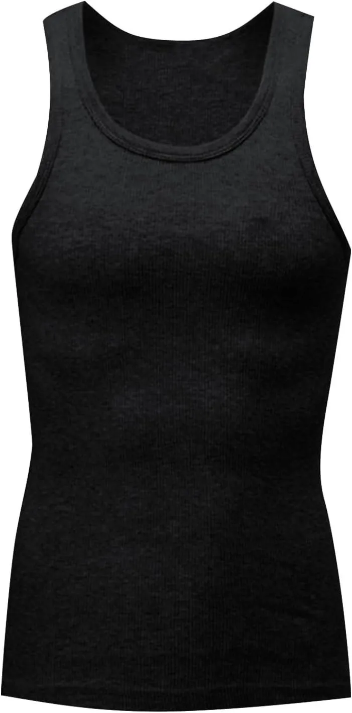 2 Pack Mens Shapewear Tank Top Lightweight Sleeveless Compression Shirt Men Plain Crewneck Workout Undershirt Slim Fit