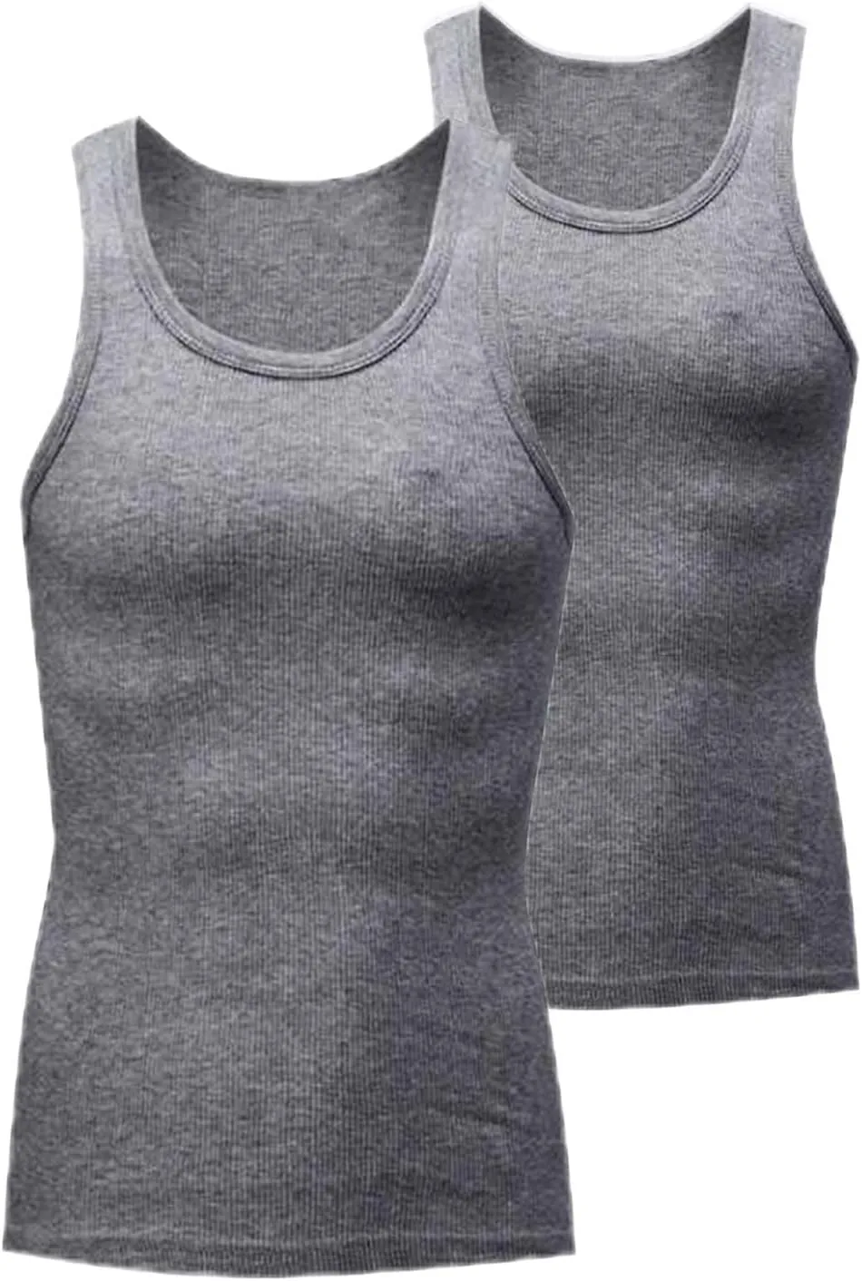 2 Pack Mens Shapewear Tank Top Lightweight Sleeveless Compression Shirt Men Plain Crewneck Workout Undershirt Slim Fit