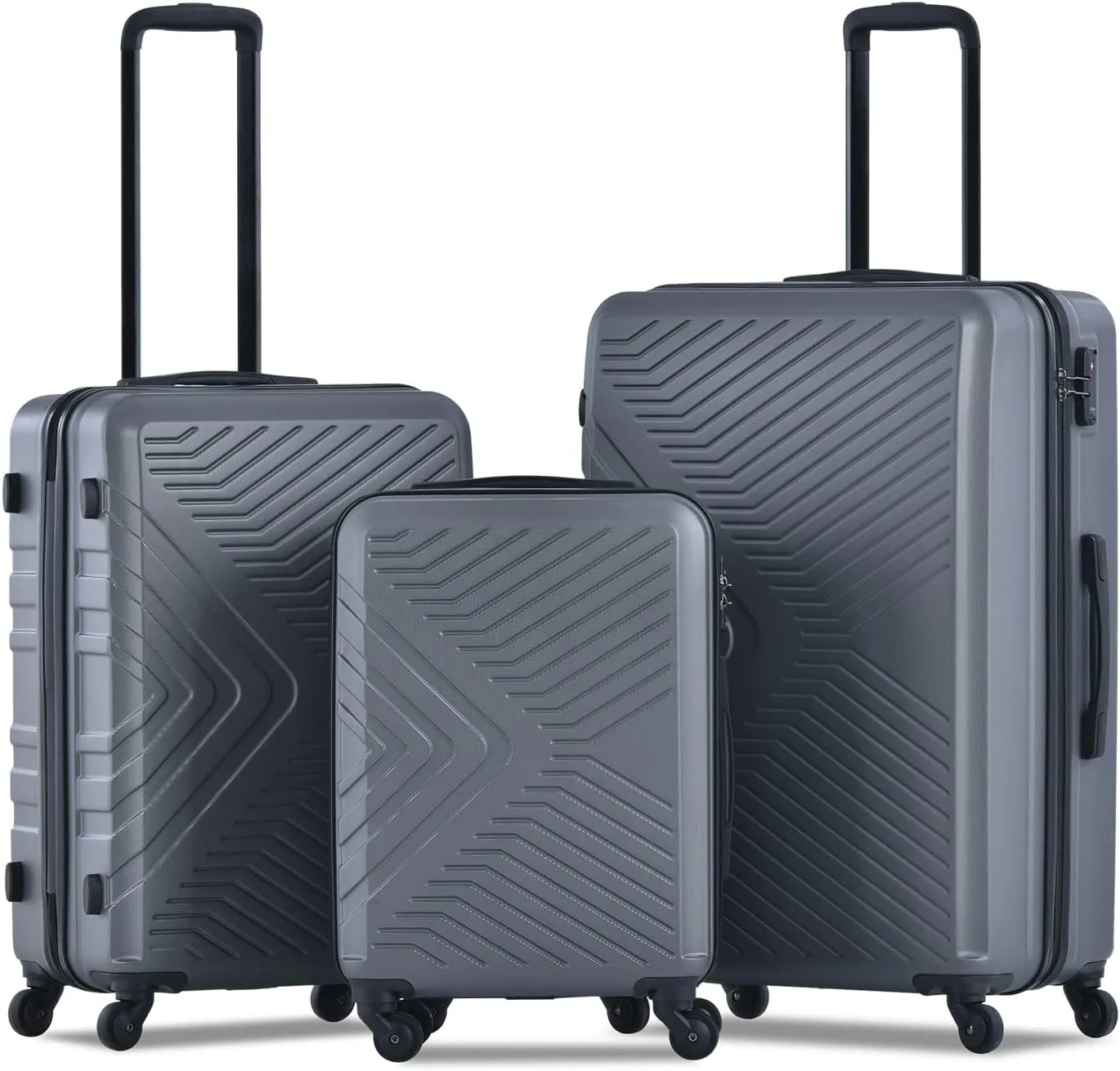 3 Piece Luggage Set,Travel Suitcase&Hard Shell Suitcases&Rolling Suitcase,Hardshell Luggage Sets with Spinner Wheels,Two Hooks,TSA Lock,Adjustable Pull Rod,Small&Lardge, ABS (20/24/28) (Gray)
