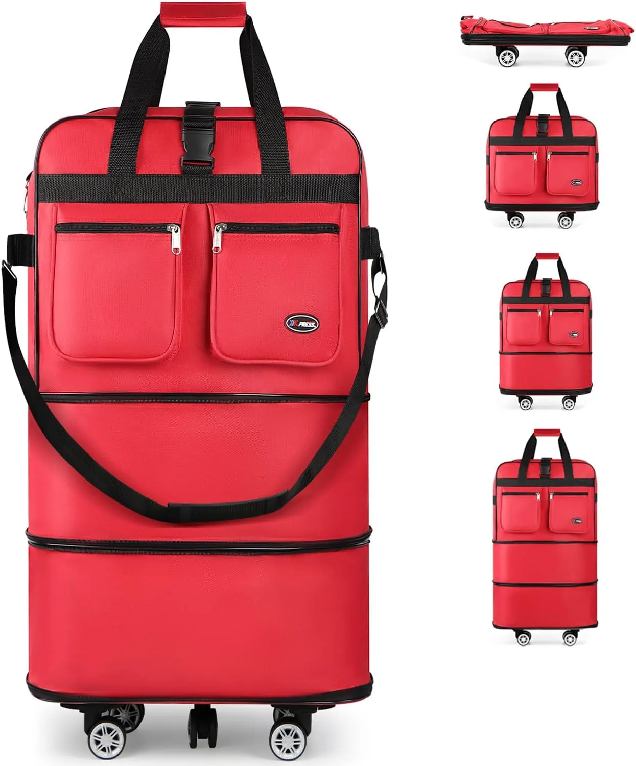30''36''40''Rolling Duffle Bag with Wheels,Expandable Duffle Bag for Travel for Men Women,Foldable#36''Red
