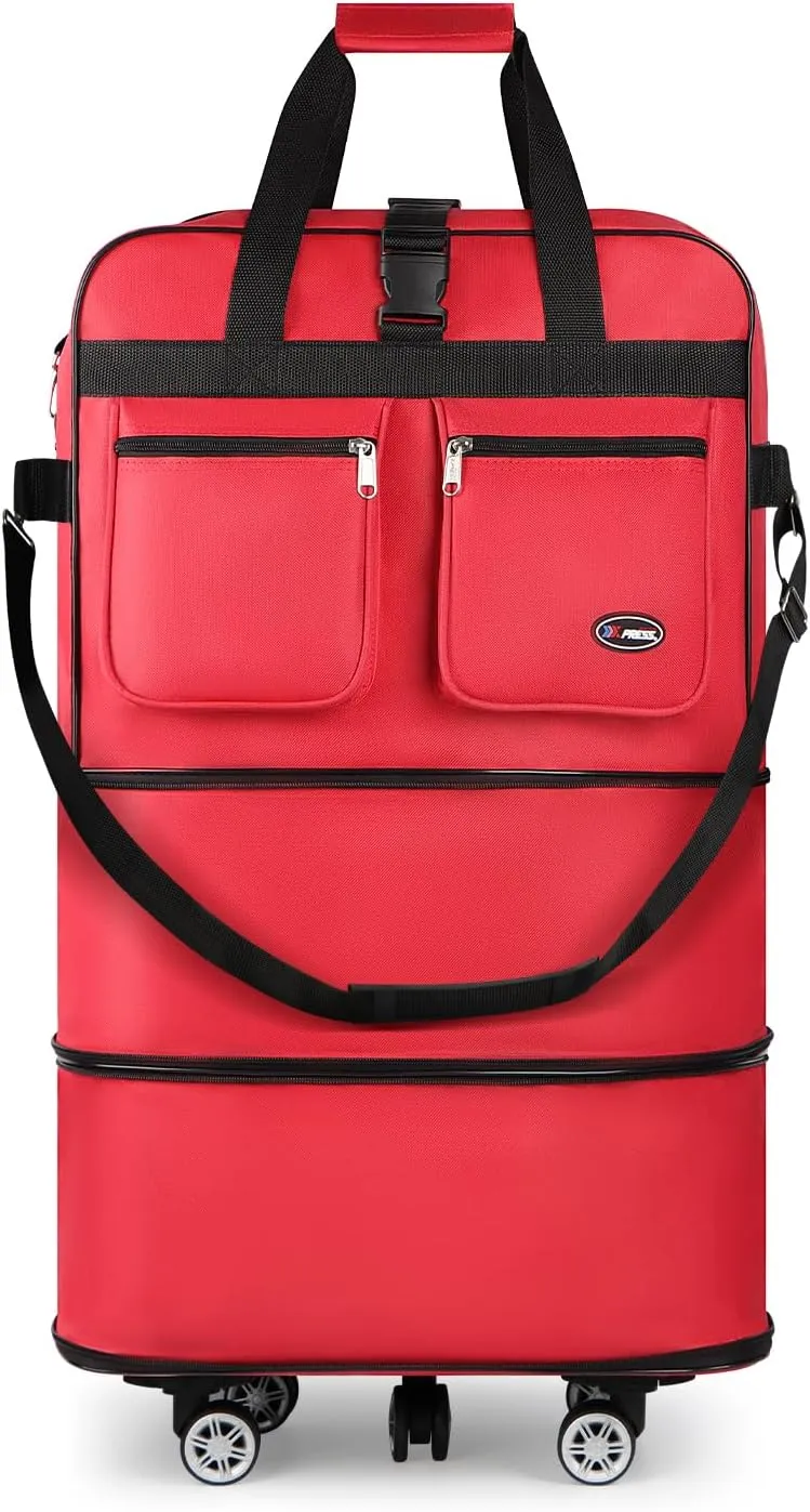 30''36''40''Rolling Duffle Bag with Wheels,Expandable Duffle Bag for Travel for Men Women,Foldable#36''Red