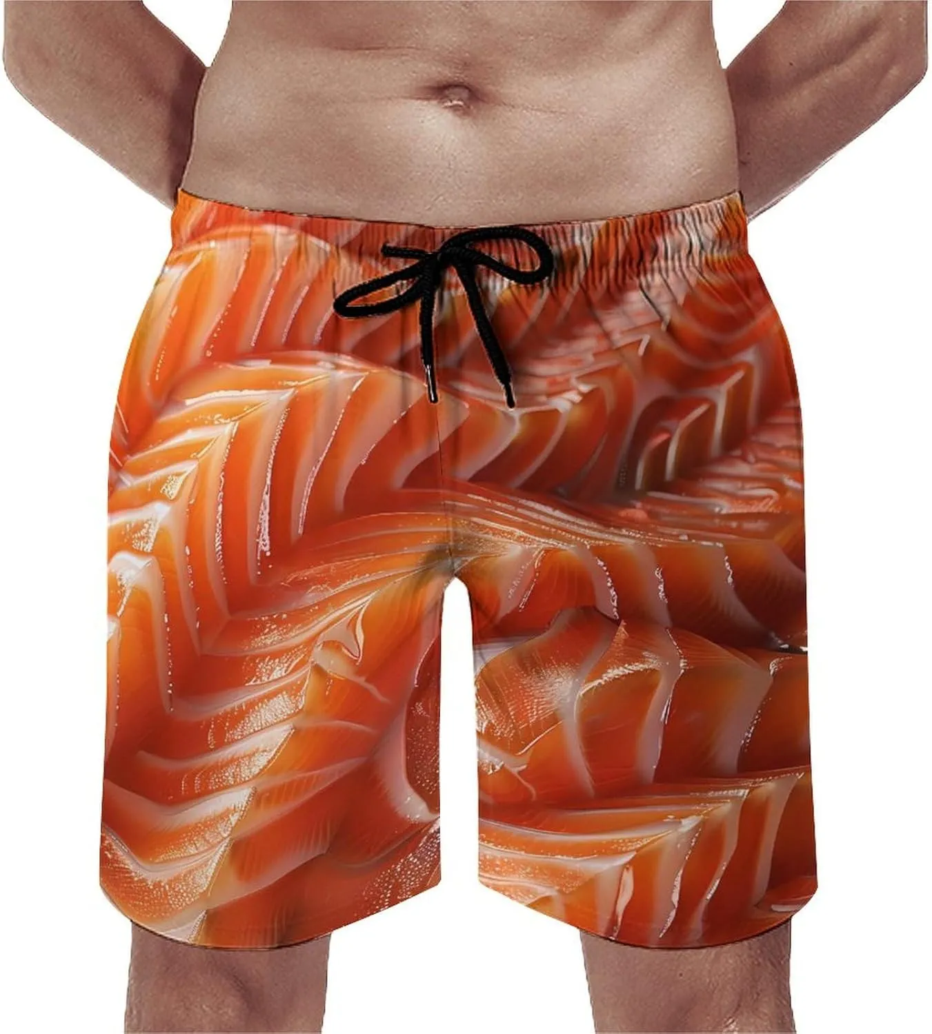 3D Funny Realistic Food Salmon Sushi Men's Swim Trunks Quick Dry Board Shorts Breathable Summer Beach Shorts Bathing Suits