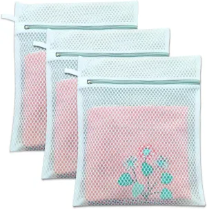 3Pcs Durable Honeycomb Mesh Laundry Bags for Delicates, 12 x 16 Inches Lingerie Bags for Washing Delicates, Clothes, Socks, Sheet (3 Medium)