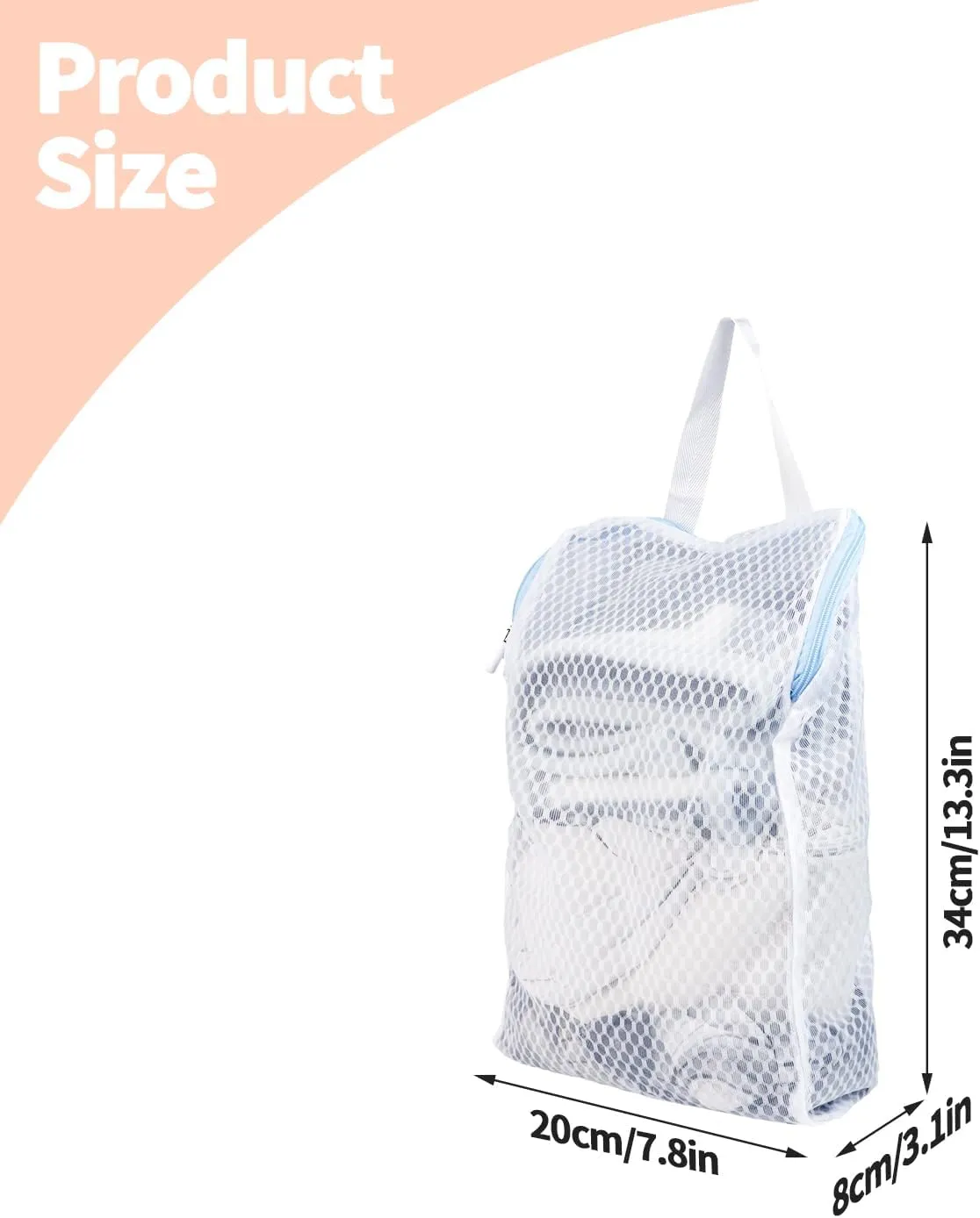 6 PCS Honeycomb Mesh Laundry Bag with Handle, 13.3 x 7.8 Inch Zippered Mesh Laundry Bag, Extra Large Opening, Side Widening, for Washing Socks, Baby Items, Lingerie, Travel Garments (Pink and Blue)