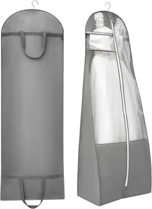 70" Bridal Wedding Dress Bag for Long Gowns Travel Garment Bag for Prom Evening Dress Petticoat With 15.7" Gusset (GREY)