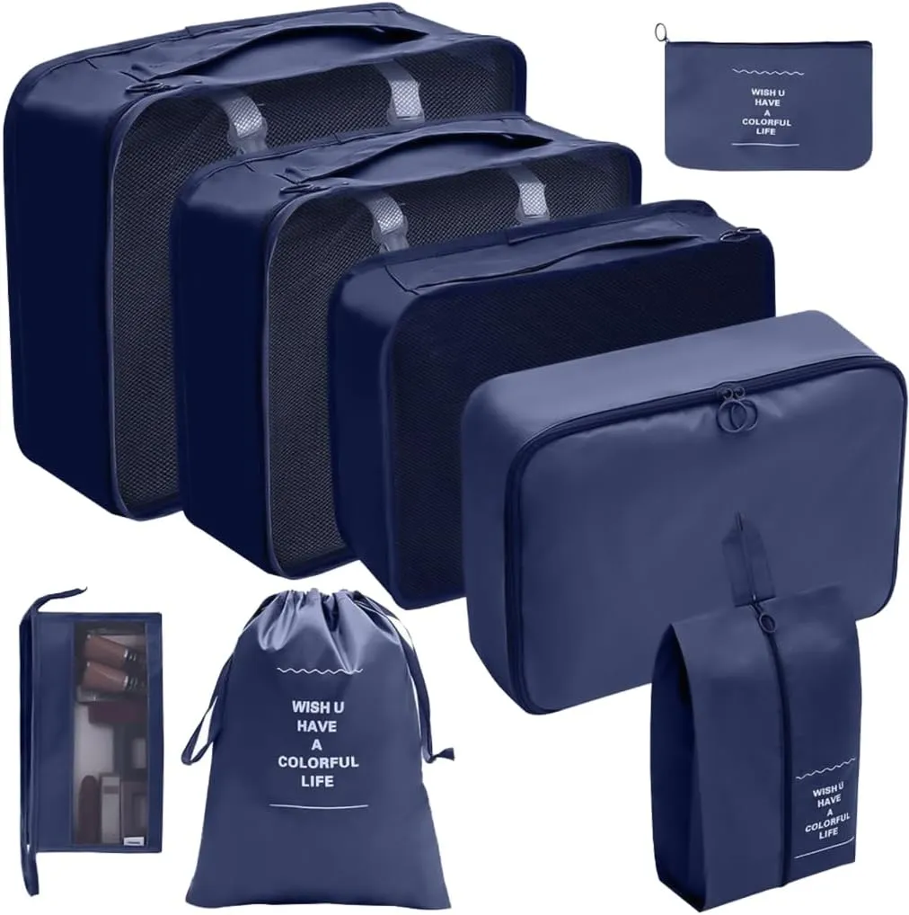 8x/Set Travel Organiser Packing Cubes Waterproof Suitcase Organiser for Woman