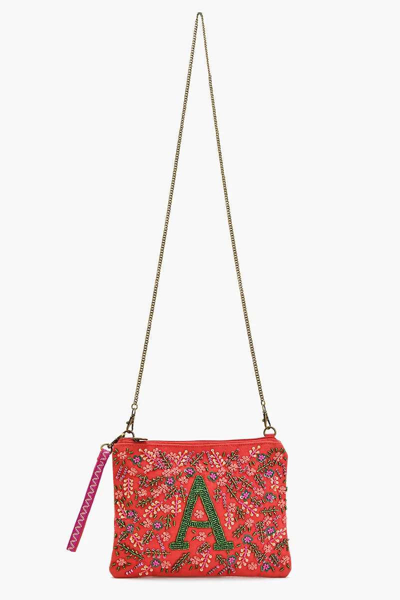 A Initial Embellished Pouch with Coin Bag