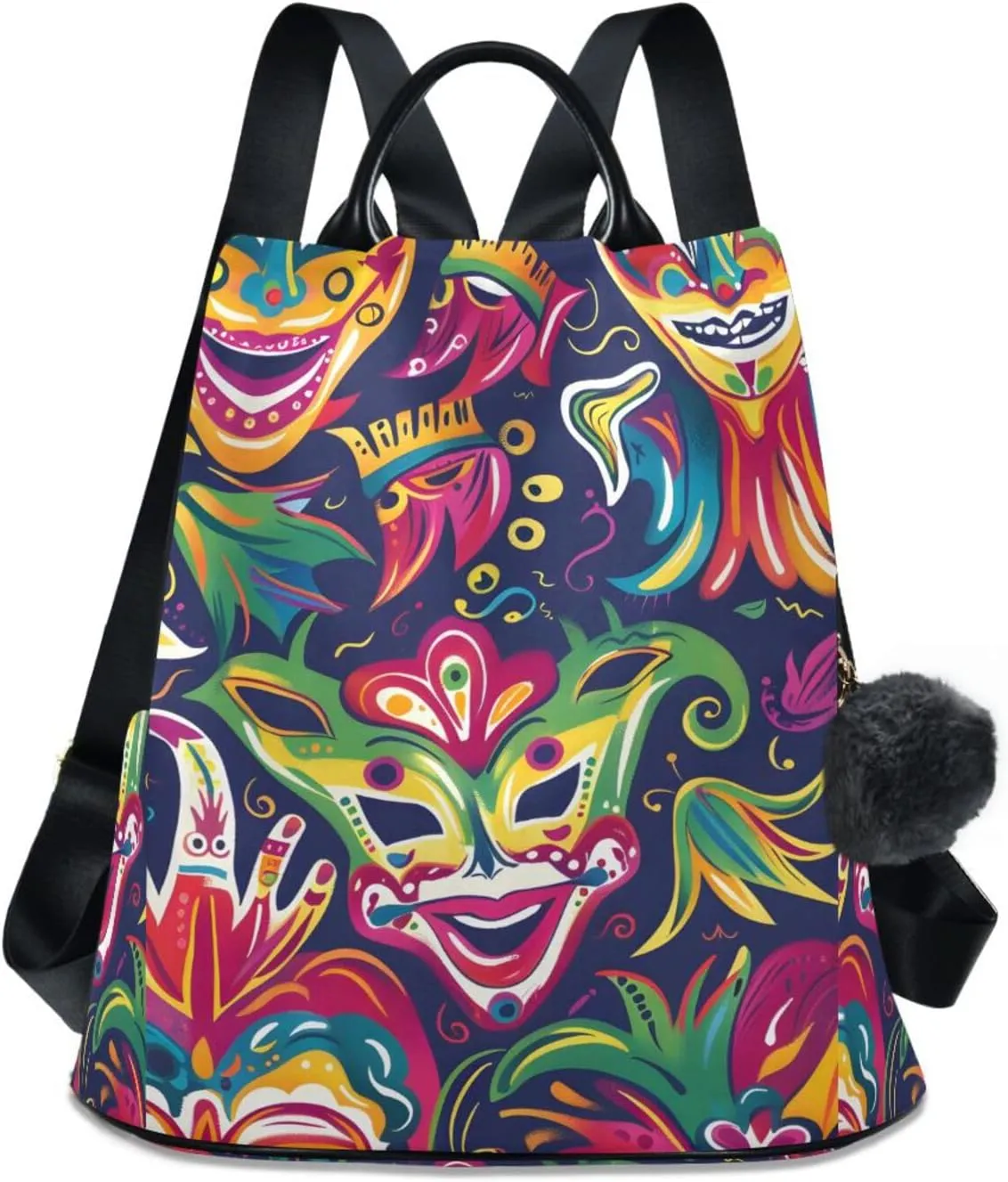 Abstract Masks Face Print Backpack for Women Anti Theft Large Fashion Travel Shoulder Bag Purse Rucksack Lightweight