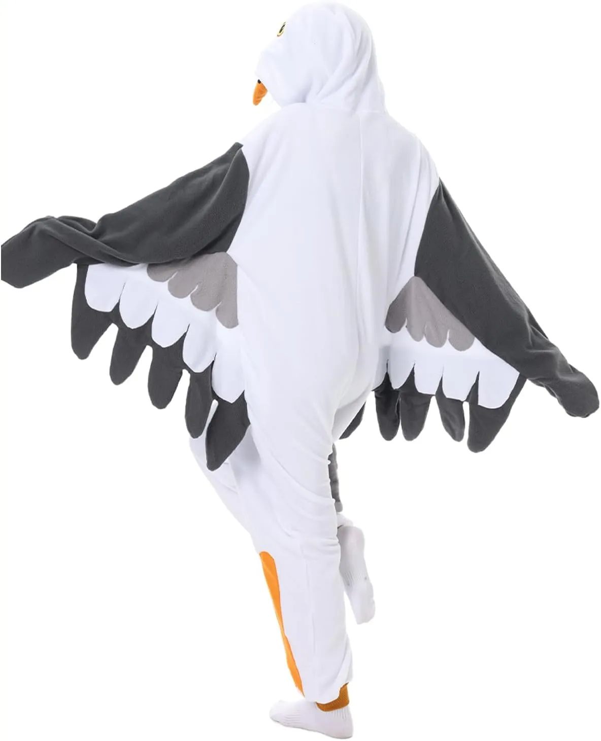 Adult Onesie Seagull Costume Unisex Halloween Cosplay Plush Animal Homewear Pajamas Sleepwear Jumpsuit for Women Men