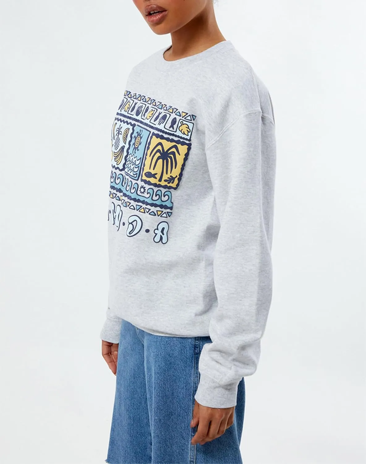 Amiblvowa Y2k Womens Vintage Graphic Crewneck Oversized Sweatshirt Long Sleeve Drop Shoulder Shirts Tops Preppy 90s Clothes