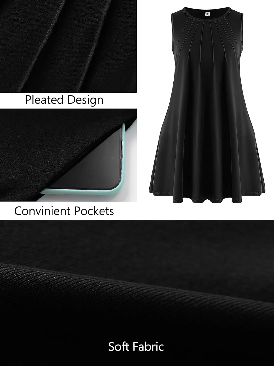 AusLook Plus Size Women's Summer Sleeveless Crew Neck Midi Dresses Casual Loose Fitting Tank Sundress with Pockets