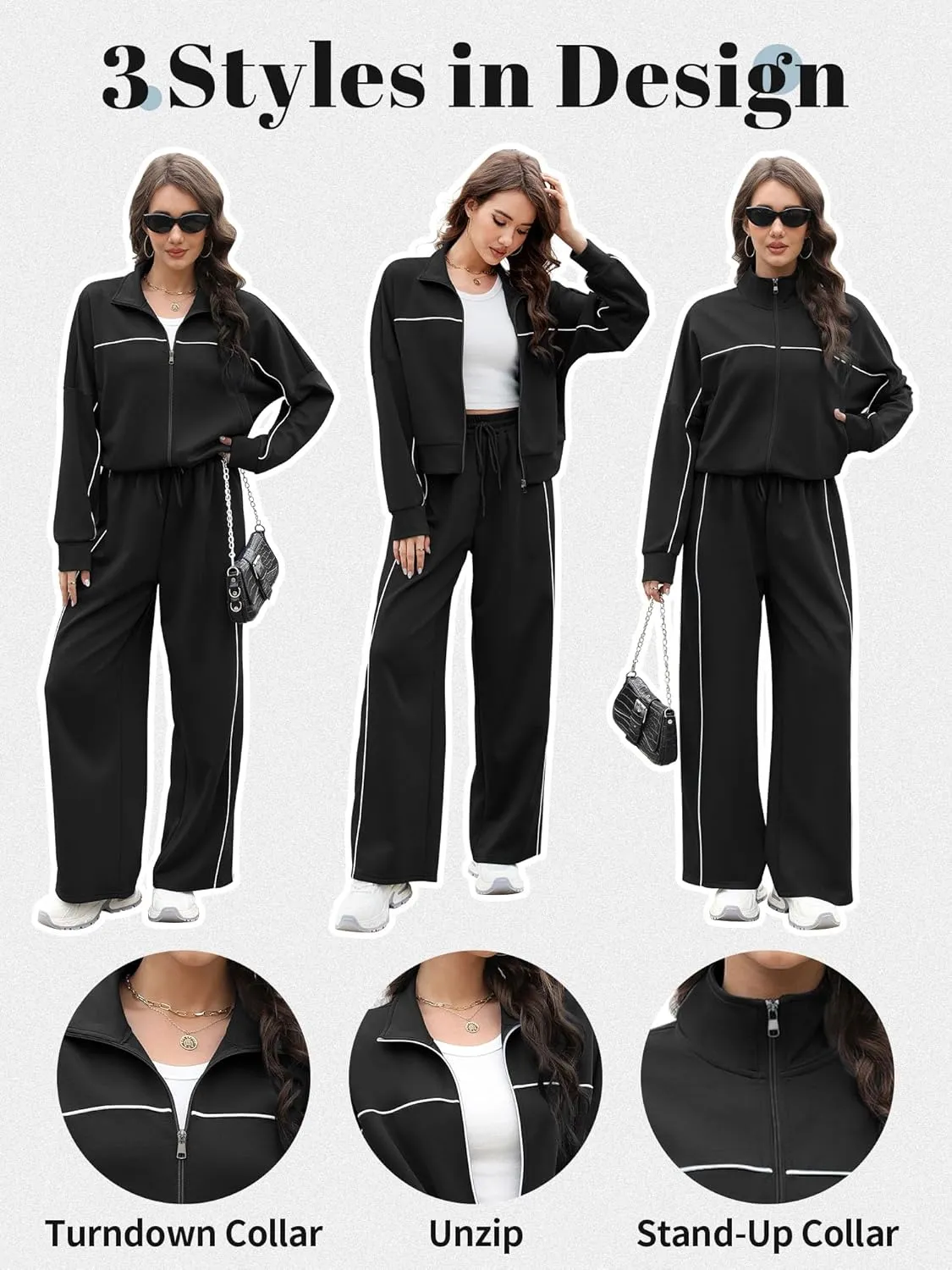 AVAMO 2 Piece Tracksuit for Women Sweatsuits Sets Outfits Long Sleeve Zip Up Sweatshirt Long Pants Jogging Suits