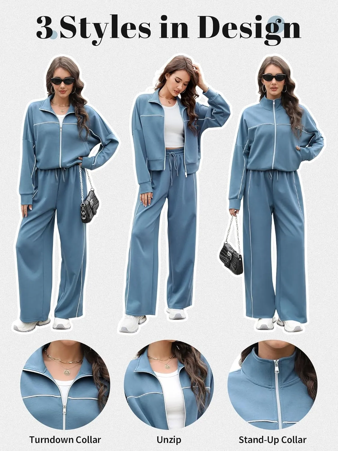 AVAMO 2 Piece Tracksuit for Women Sweatsuits Sets Outfits Long Sleeve Zip Up Sweatshirt Long Pants Jogging Suits