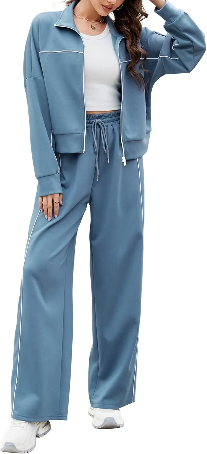 AVAMO 2 Piece Tracksuit for Women Sweatsuits Sets Outfits Long Sleeve Zip Up Sweatshirt Long Pants Jogging Suits