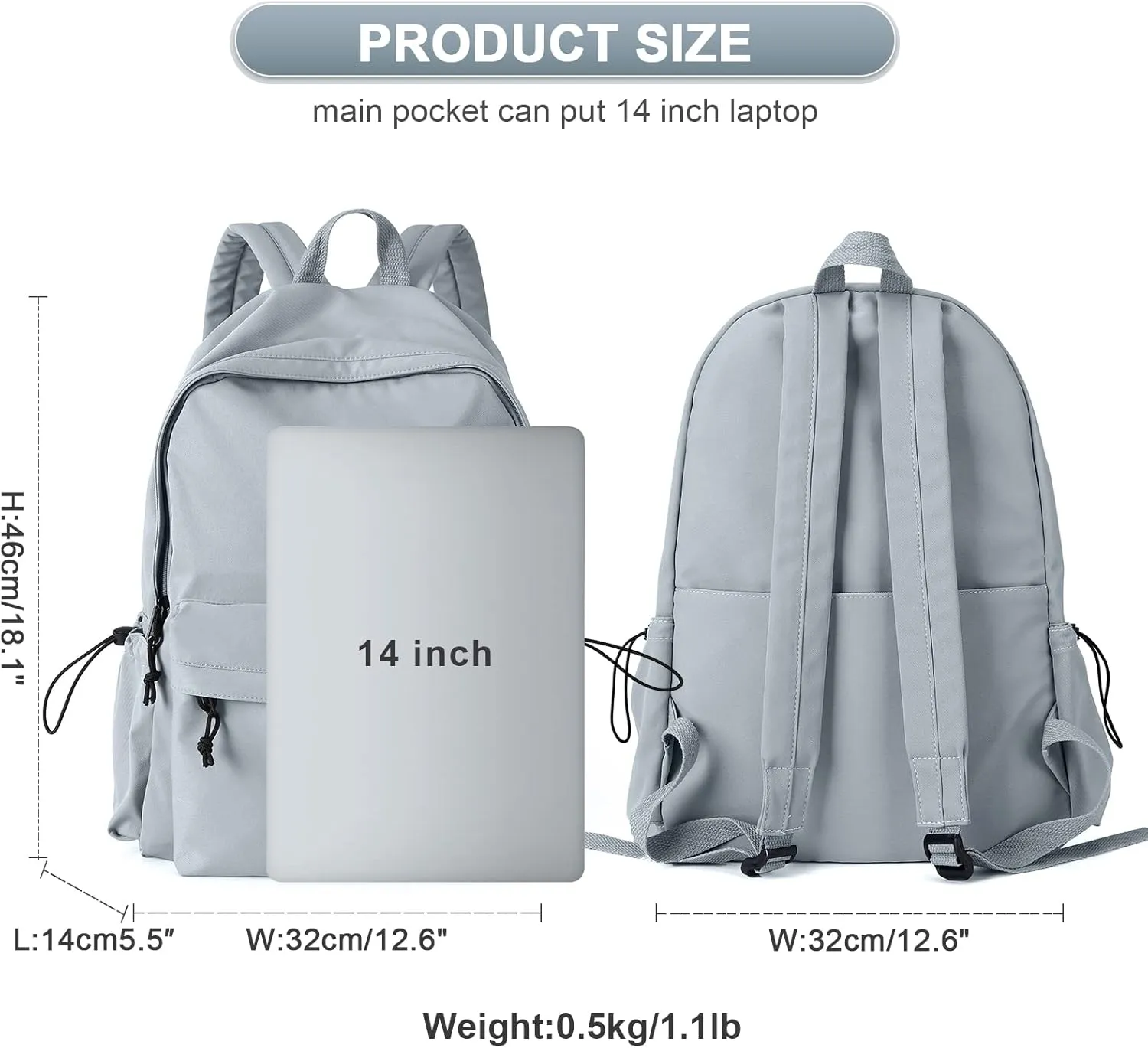 Backpack Lightweight Bag Waterproof High Middle Backpack For Cute Aesthetic Backpack Casual Daypack For Men Women Blue