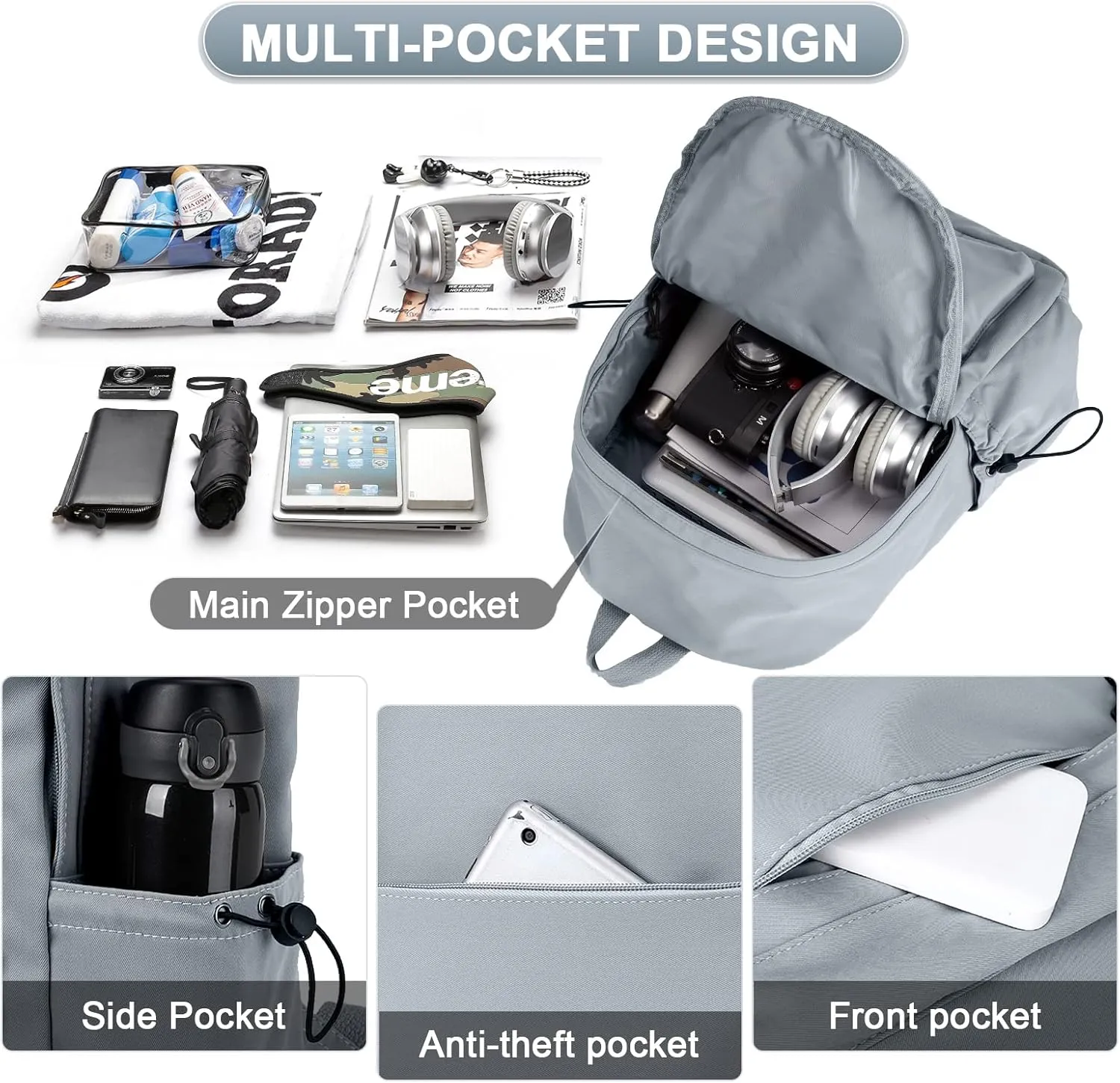Backpack Lightweight Bag Waterproof High Middle Backpack For Cute Aesthetic Backpack Casual Daypack For Men Women Blue