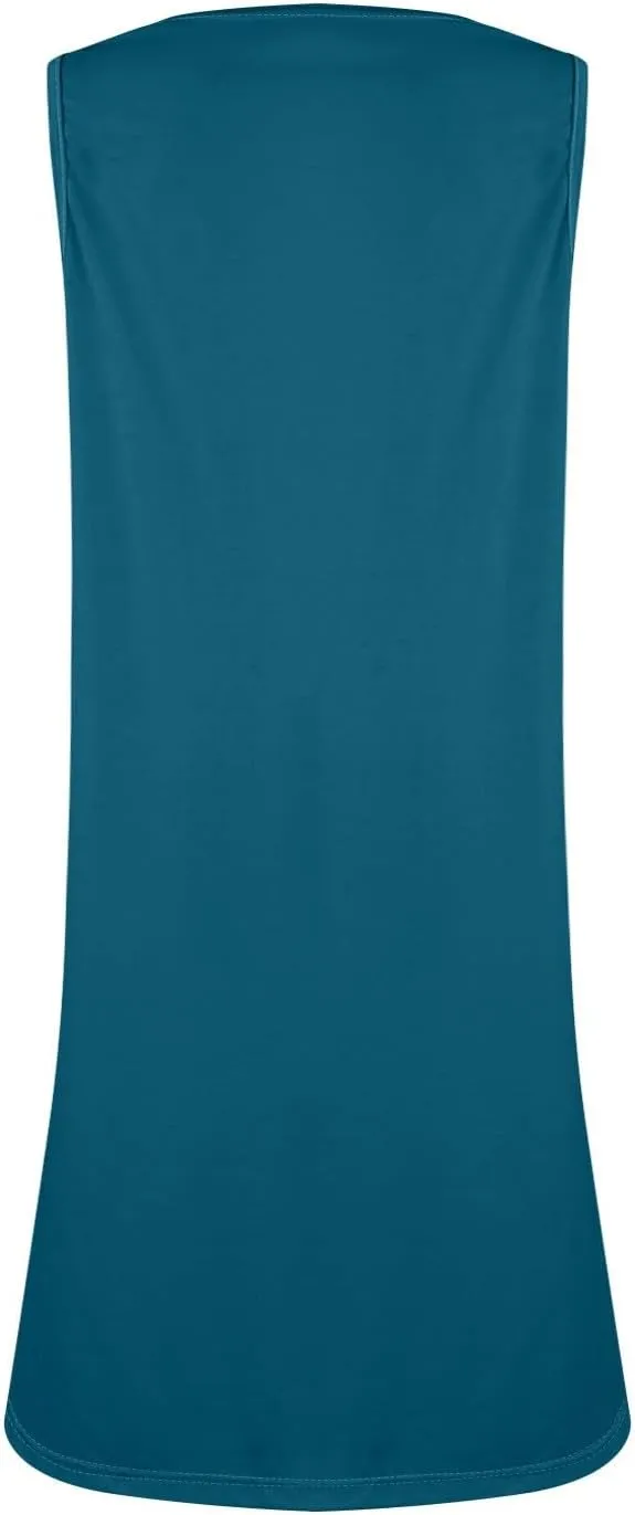 BAXLIMEK Sundresses for Women,2025 Spring Summer Casual Loose V Neck Sleeveless Mini Dress,Button Flowy A Line Beach Dress