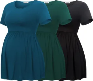 Bearsland Maternity Tops Short Sleeve Scoop Neck Breastfeeding Shirt Pregnancy Clothes