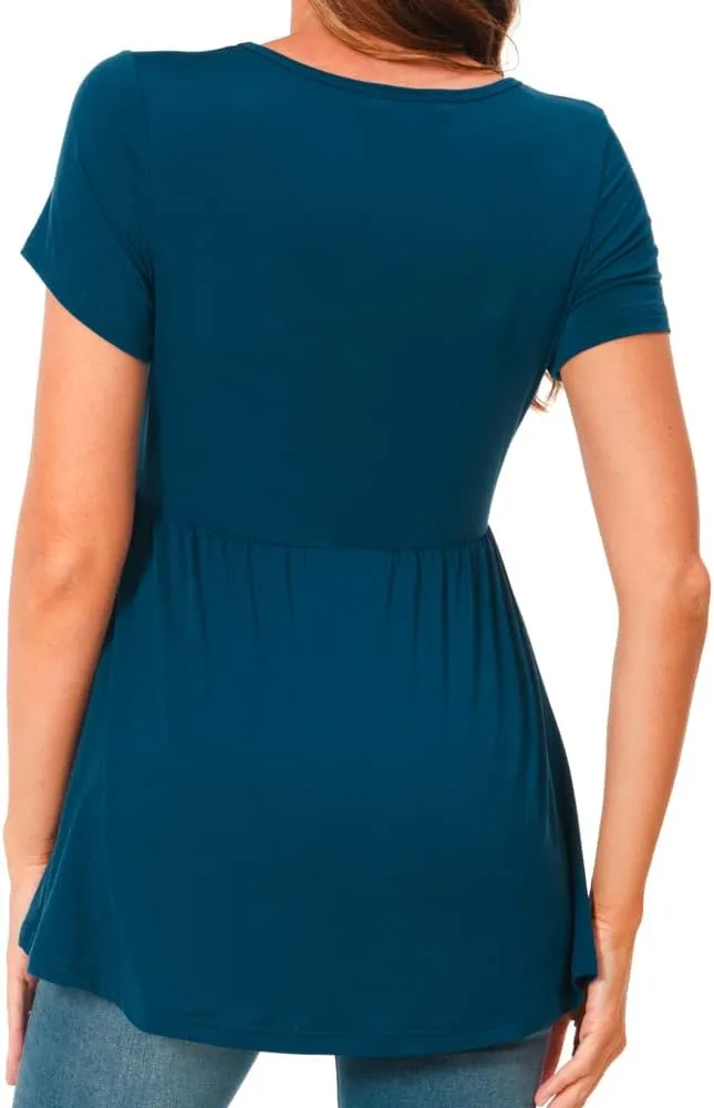 Bearsland Maternity Tops Short Sleeve Scoop Neck Breastfeeding Shirt Pregnancy Clothes