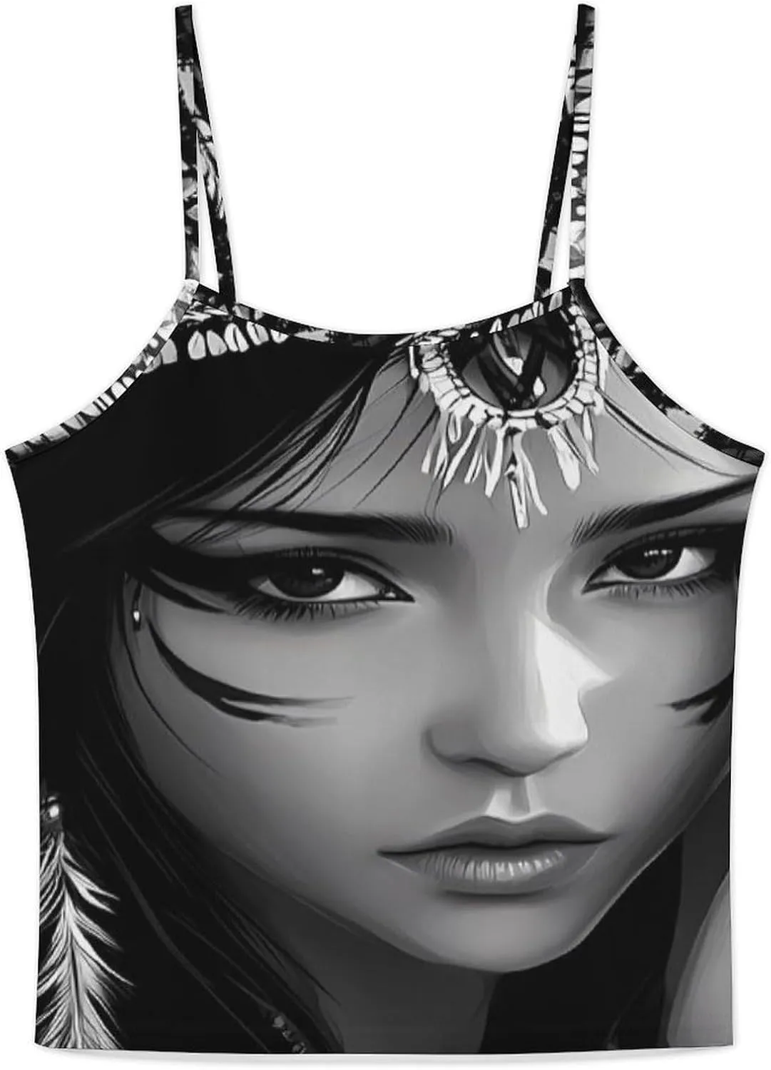 Black And White A-mericans Native Indian Woman Pajamas for Women Set Tank Top Pjs And Shorts Sleepwear Loungewear Sets