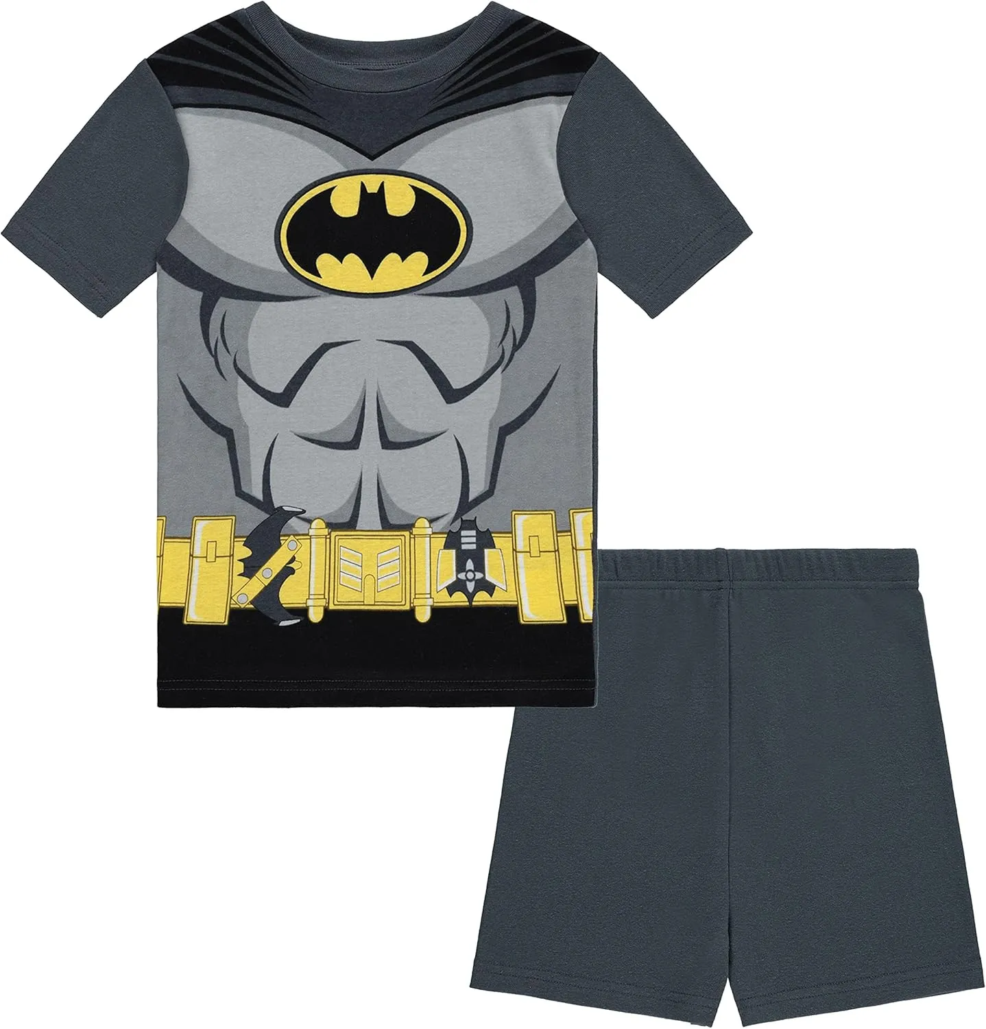 Boys DC Comics Batman Pajamas Set - 4 Piece Short Sleeve Batman Pajamas - Short Sleeves, Shorts and Pants Pajamas Set