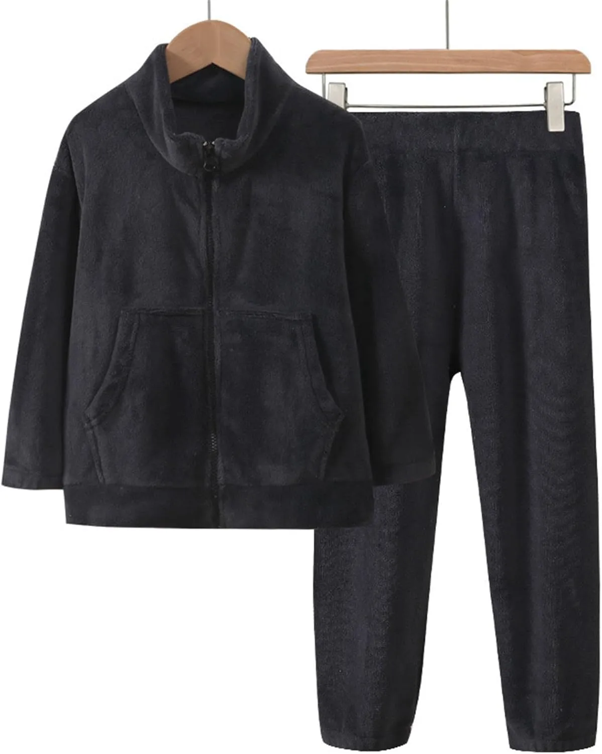 Boys Girls Winter aamas Set olar Fleece leepwear Flannel oungeear Full Zip Jacket Tops Pants Fleece Set