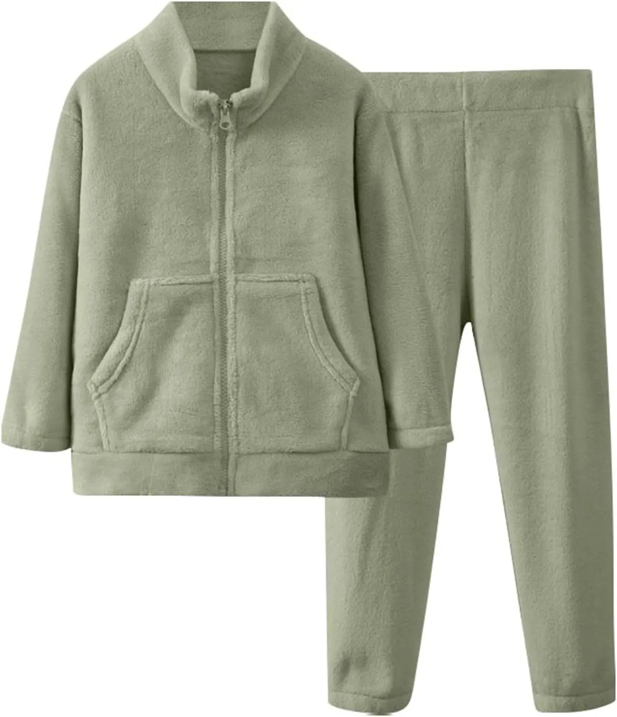 Boys Girls Winter aamas Set olar Fleece leepwear Flannel oungeear Full Zip Jacket Tops Pants Fleece Set
