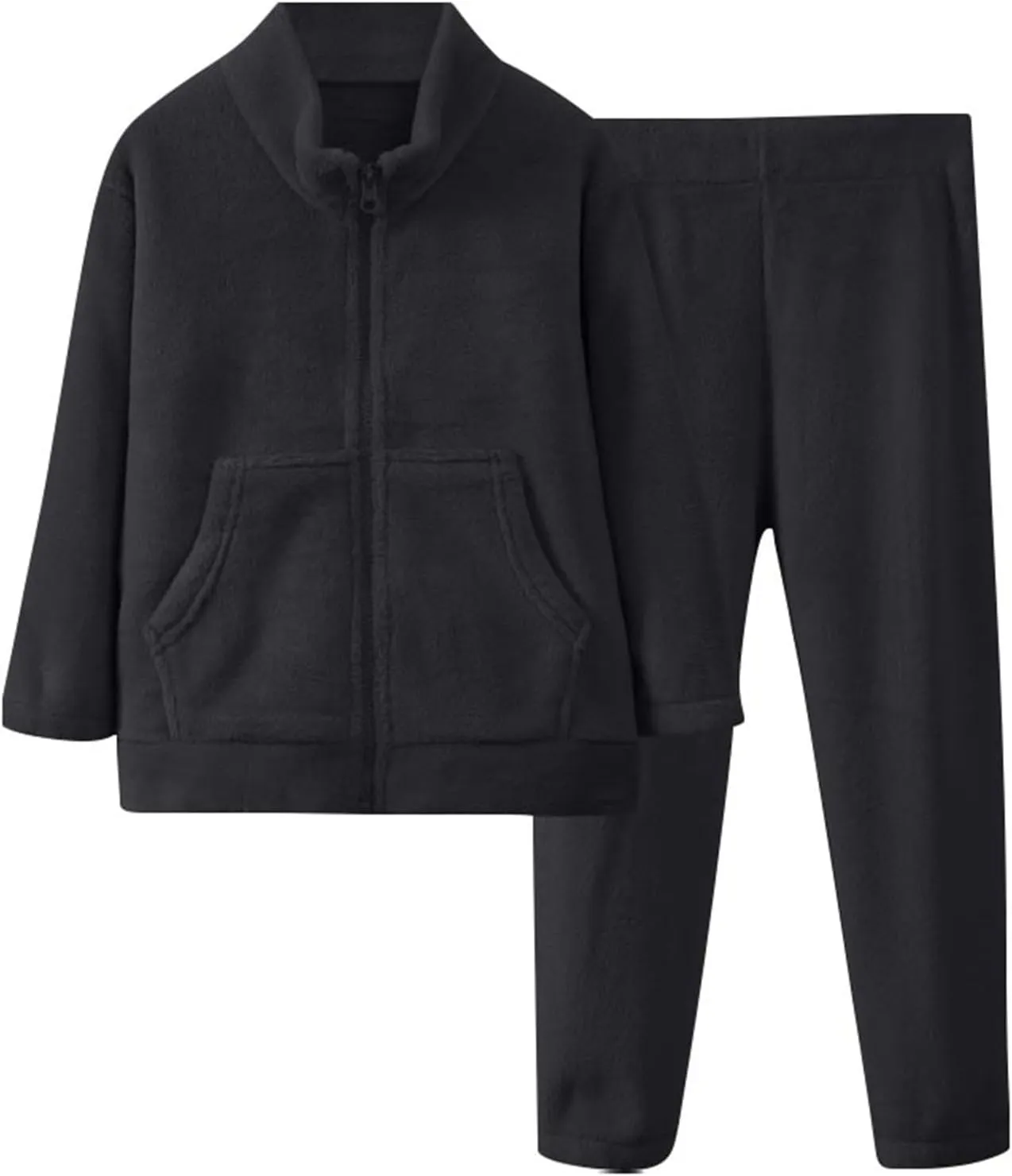 Boys Girls Winter aamas Set olar Fleece leepwear Flannel oungeear Full Zip Jacket Tops Pants Fleece Set