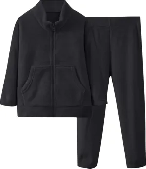Boys Girls Winter aamas Set olar Fleece leepwear Flannel oungeear Full Zip Jacket Tops Pants Fleece Set