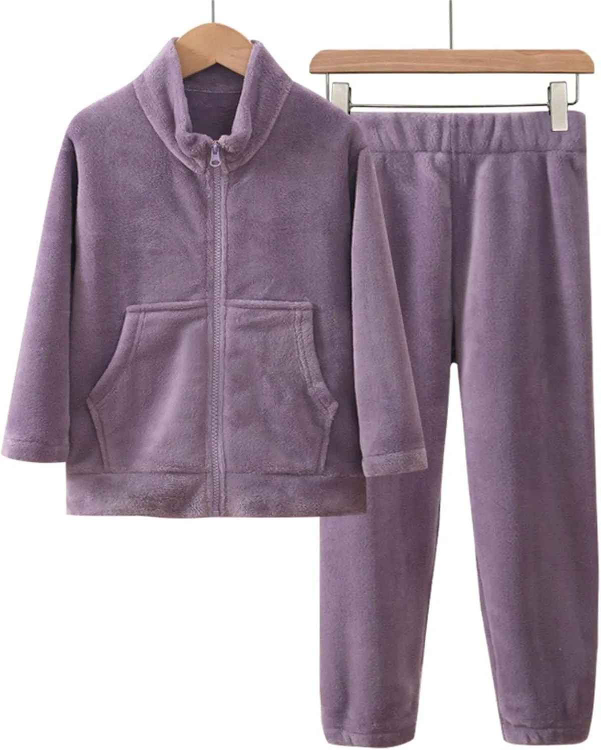 Boys Girls Winter aamas Set olar Fleece leepwear Flannel oungeear Full Zip Jacket Tops Pants Fleece Set