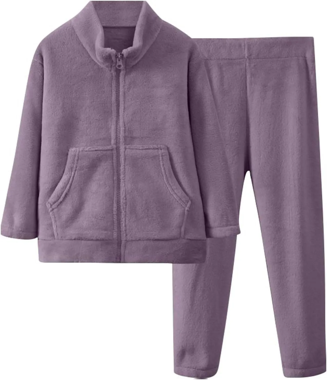 Boys Girls Winter aamas Set olar Fleece leepwear Flannel oungeear Full Zip Jacket Tops Pants Fleece Set