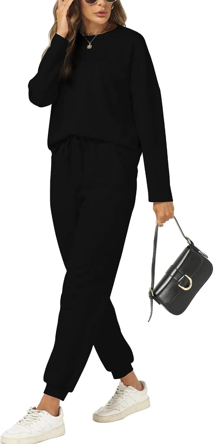 Cakulo Womens 2 Piece Lounge Sets 2024 Fall Outfits Jogger Sweat Pants Set Sweatsuits Matching Track Suits