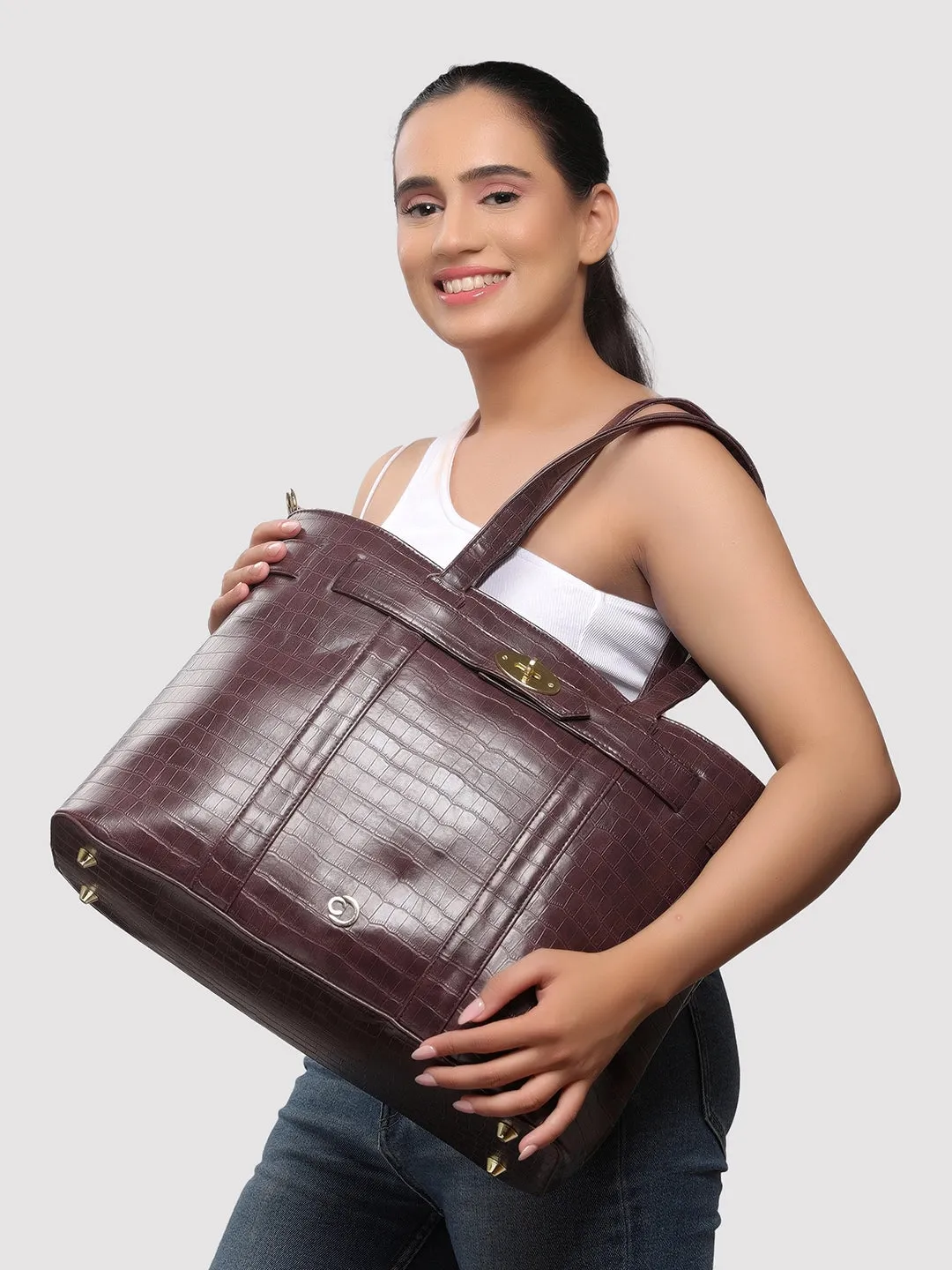 Caprese Treza Laptop Tote Large Plum