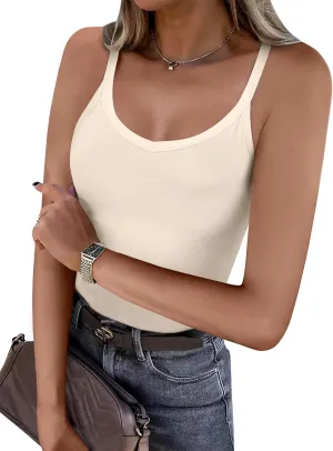 Caracilia Women Racerback Tank Tops 2025 Summer Sleeveless V Neck Camisole Slim Fit Basic Camis Workout Clothes