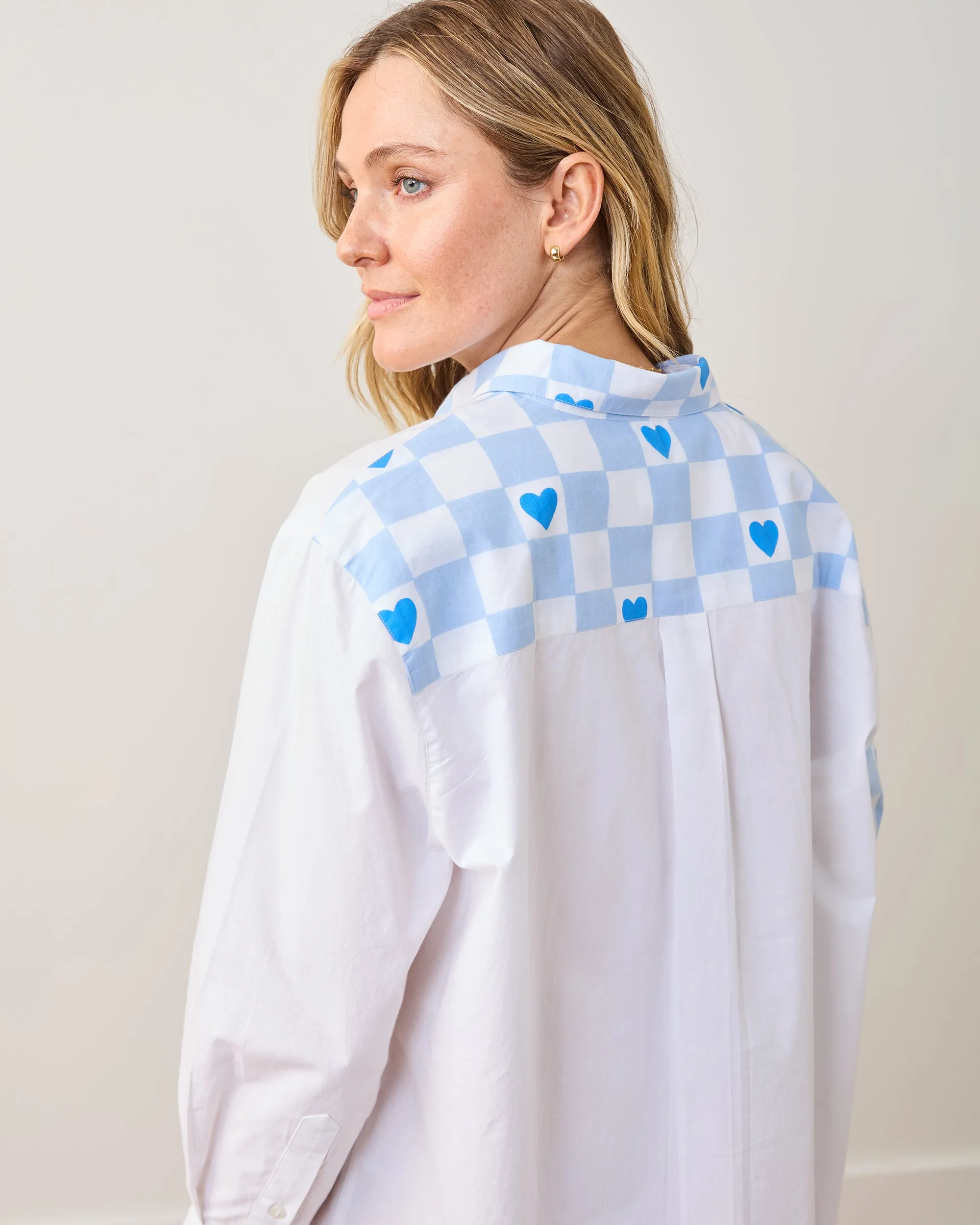 Checkered Hearts - Everyday Button Down - Blue Eyes