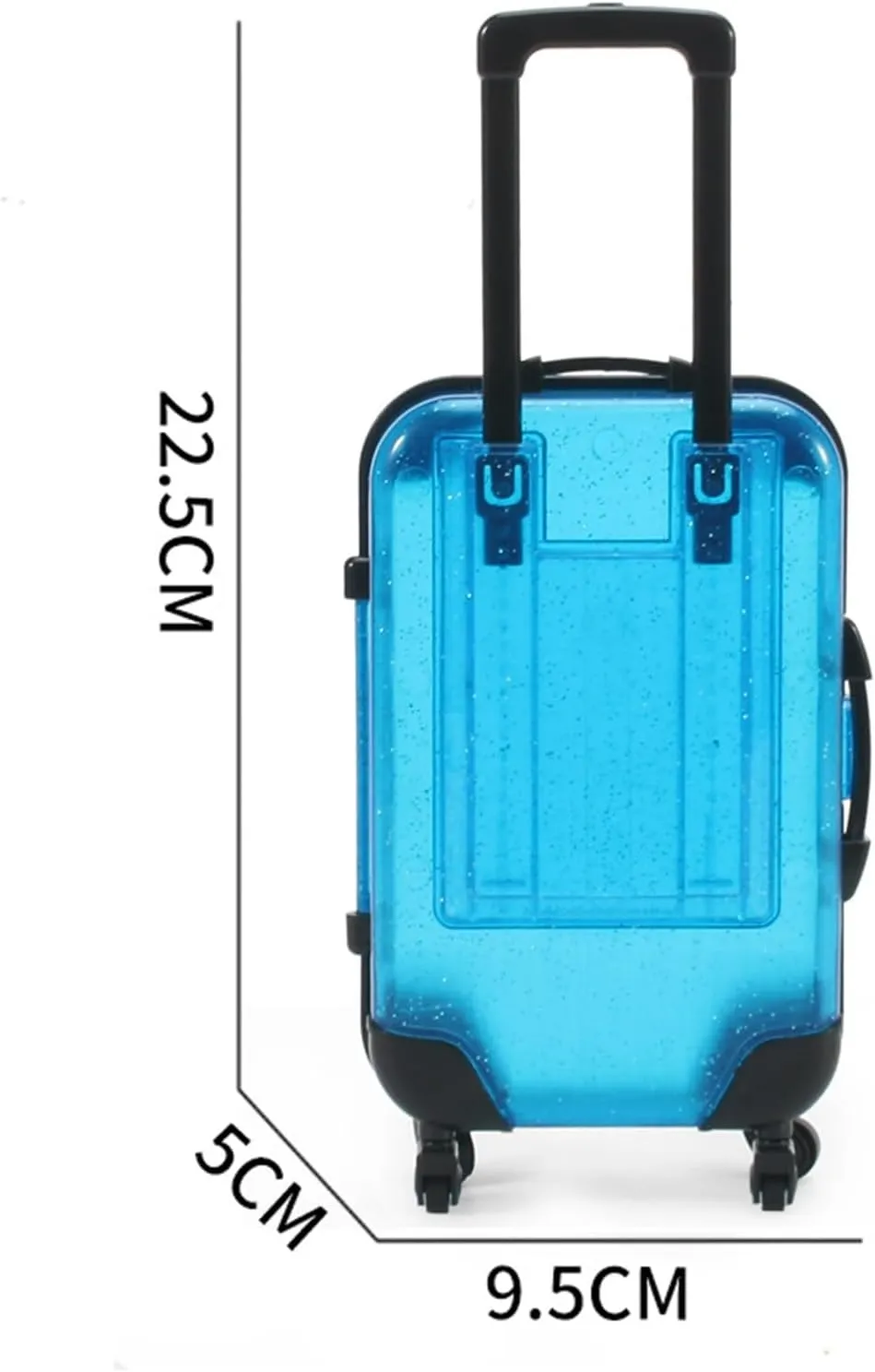 Children Luggage Toy Kids Mini with Retractable Handle Transparent 4 Spinner Wheels Large Capacity for Cosmetics Snacks Doll Travel Rolling Blue