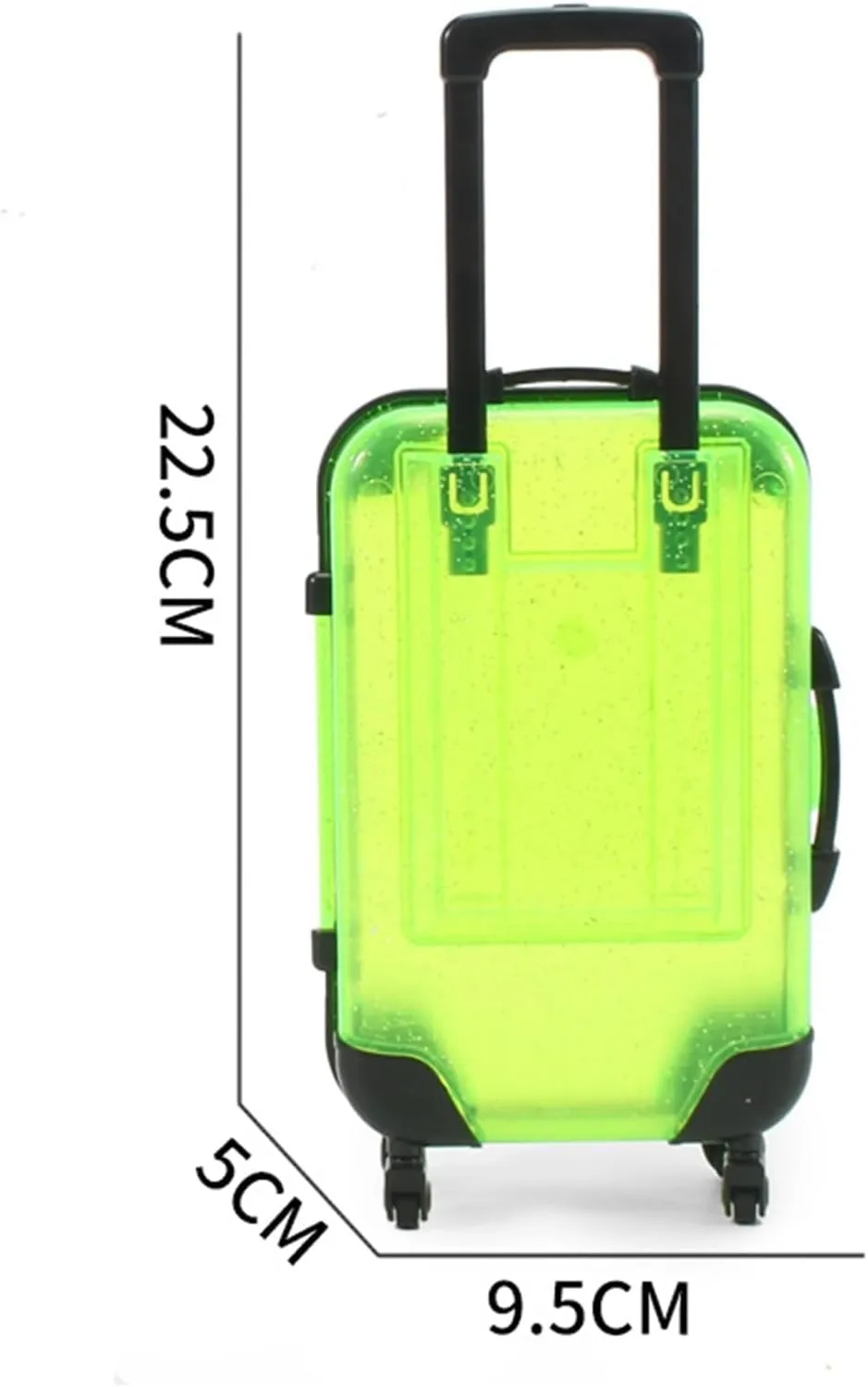 Children Luggage Toy Kids Mini with Retractable Handle Transparent 4 Spinner Wheels Large Capacity for Cosmetics Snacks Doll Travel Rolling Green