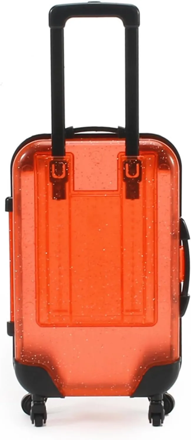 Children Luggage Toy Kids Mini with Retractable Handle Transparent 4 Spinner Wheels Large Capacity for Cosmetics Snacks Doll Travel Rolling Red