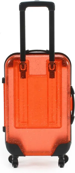 Children Luggage Toy Kids Mini with Retractable Handle Transparent 4 Spinner Wheels Large Capacity for Cosmetics Snacks Doll Travel Rolling Red