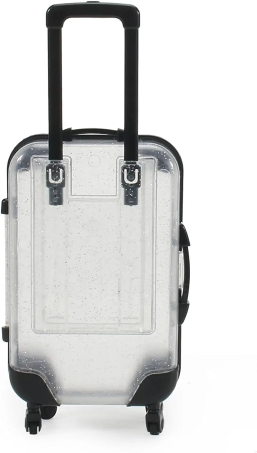Children Luggage Toy Kids Mini with Retractable Handle Transparent 4 Spinner Wheels Large Capacity for Cosmetics Snacks Doll Travel Rolling White