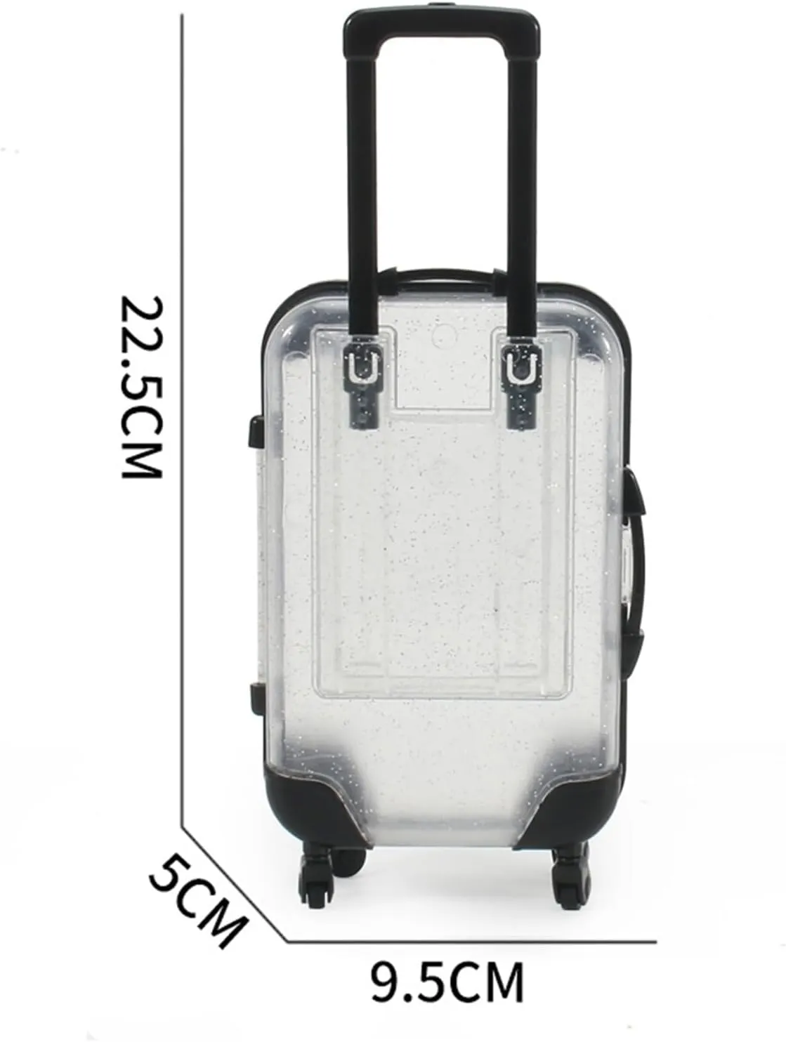 Children Luggage Toy Kids Mini with Retractable Handle Transparent 4 Spinner Wheels Large Capacity for Cosmetics Snacks Doll Travel Rolling White