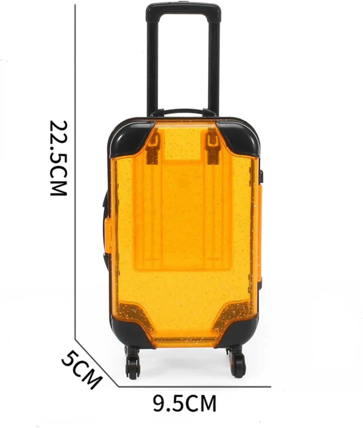 Children Luggage Toy Kids Mini with Retractable Handle Transparent 4 Spinner Wheels Large Capacity for Cosmetics Snacks Doll Travel Rolling Yellow