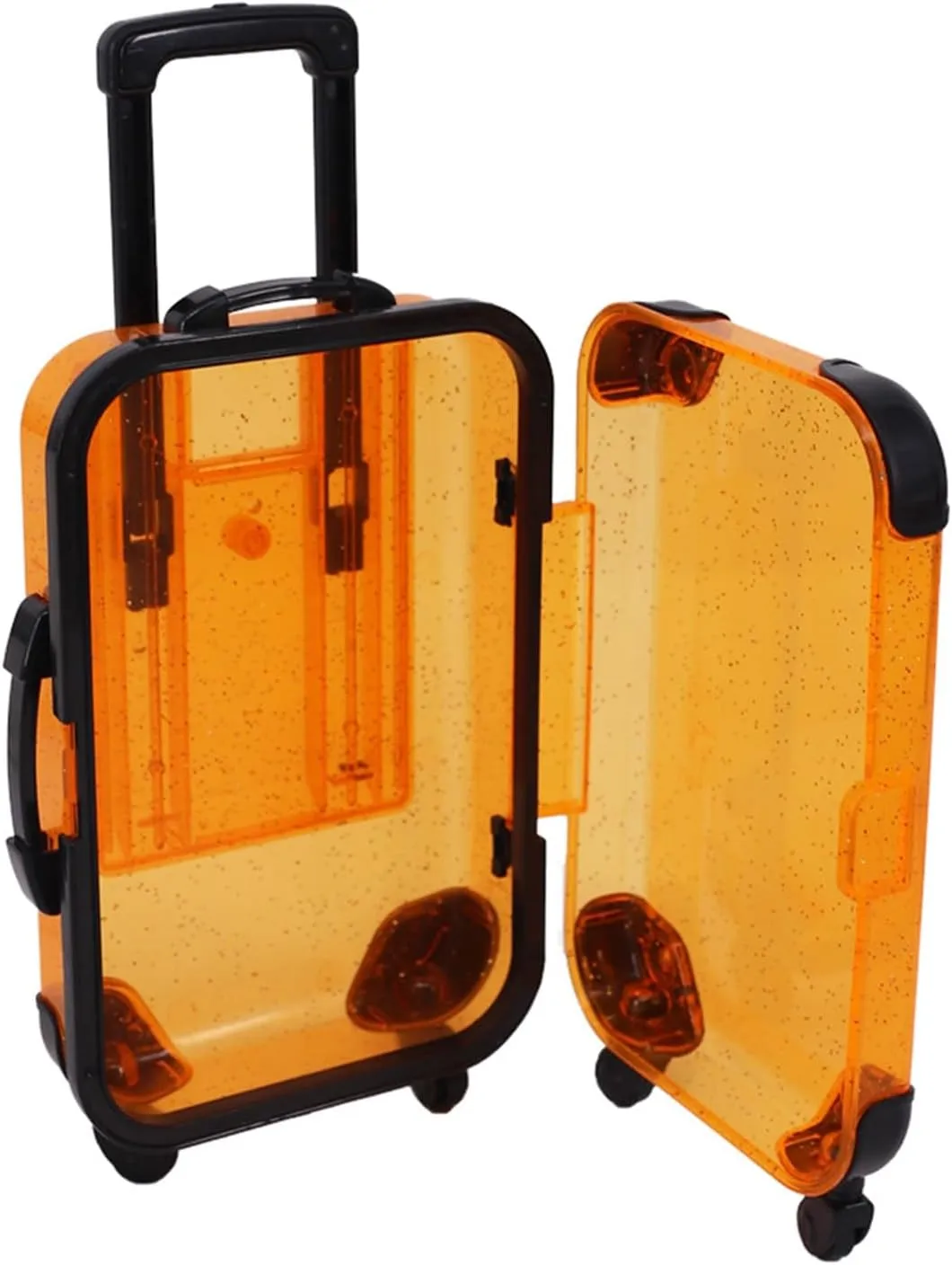 Children Luggage Toy Kids Mini with Retractable Handle Transparent 4 Spinner Wheels Large Capacity for Cosmetics Snacks Doll Travel Rolling Yellow