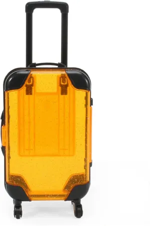 Children Luggage Toy Kids Mini with Retractable Handle Transparent 4 Spinner Wheels Large Capacity for Cosmetics Snacks Doll Travel Rolling Yellow