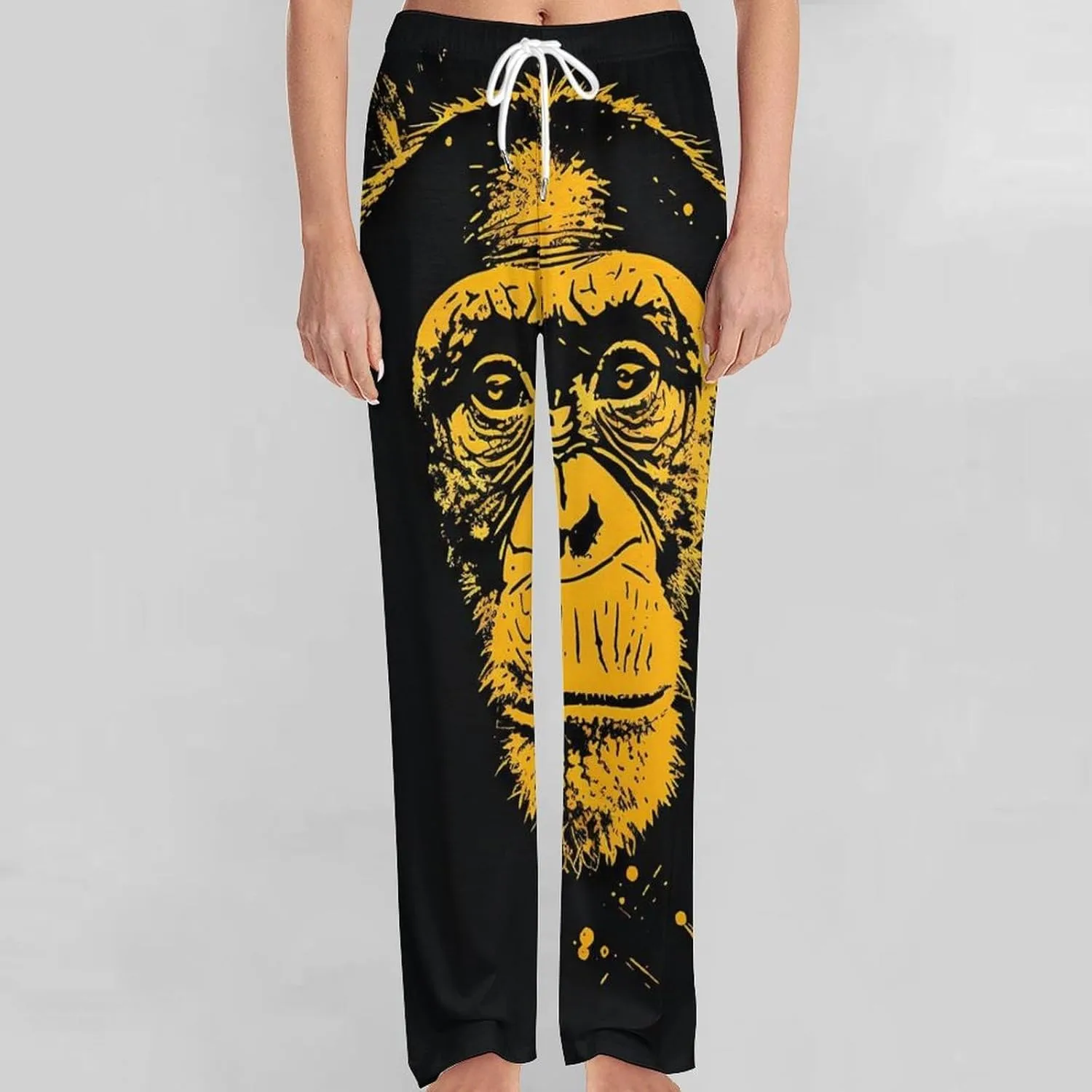 Chimp Monkeys Face Pajamas for Adult Bottoms Lounge Pants Sleepwear Loungewear with Elastic Waistband Unisex