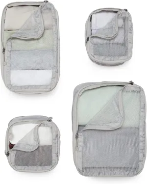 Compression Packing Cubes for Travel, Luggage Organiser for Suitcases or Bags, Travel Accessories, Set of 4, Taupe