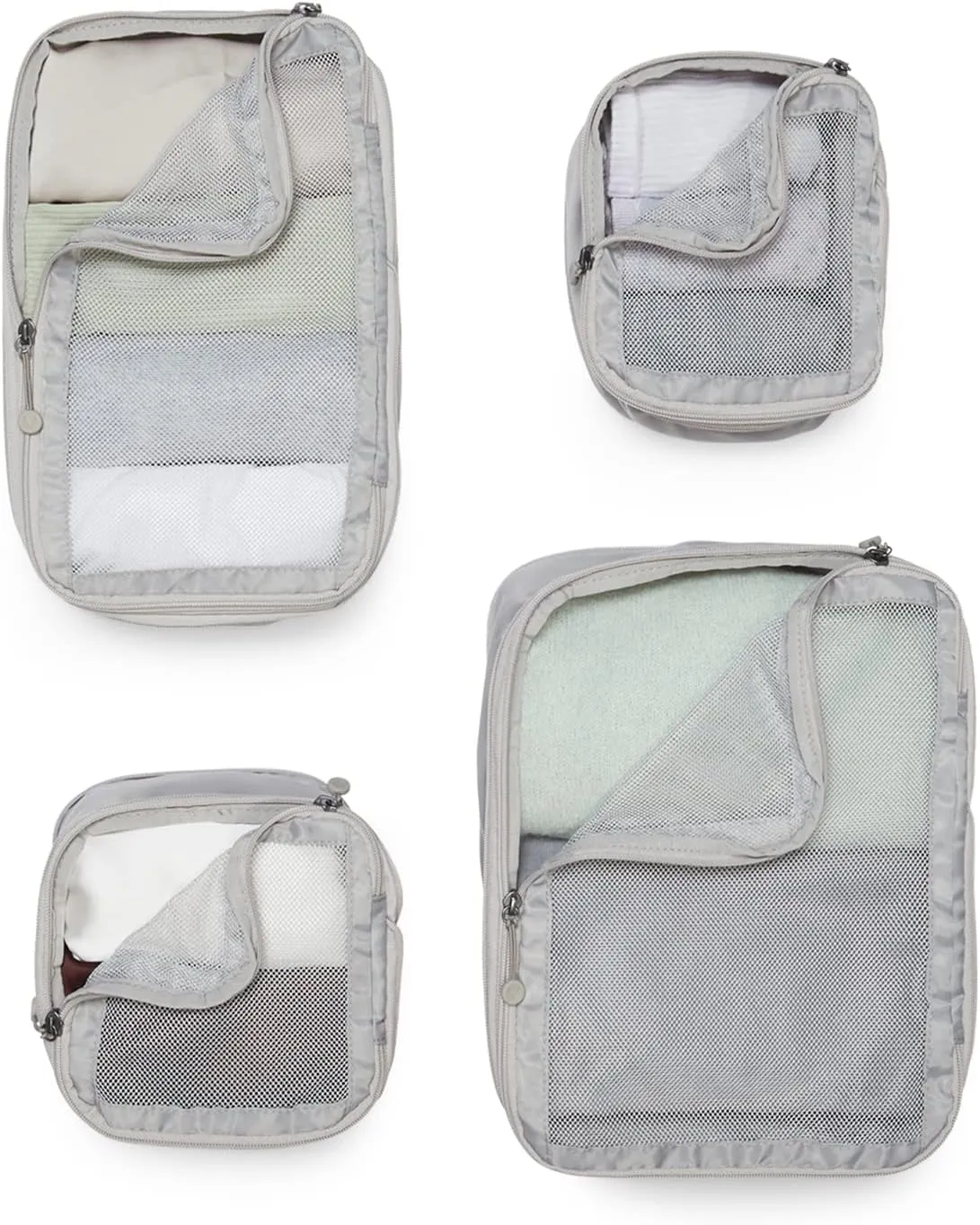 Compression Packing Cubes for Travel, Luggage Organiser for Suitcases or Bags, Travel Accessories, Set of 4, Taupe