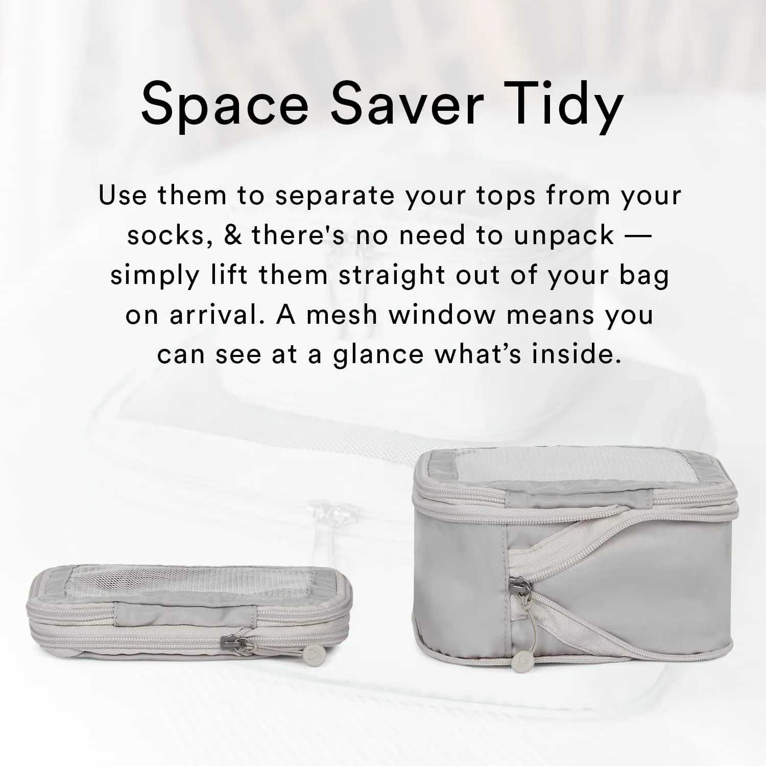Compression Packing Cubes for Travel, Luggage Organiser for Suitcases or Bags, Travel Accessories, Set of 4, Taupe