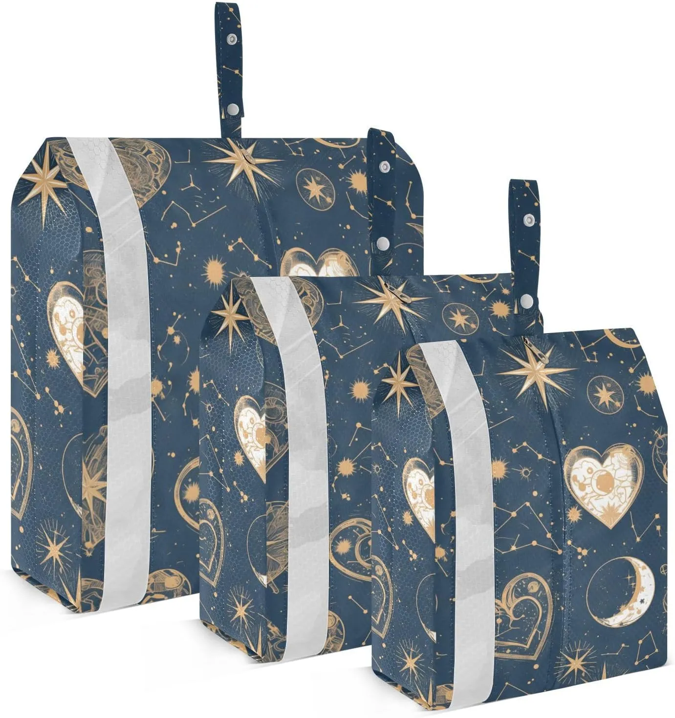 constellation line art heart Valentine's Day3 Set Packing Travel Organizer Reusable Garment Bag Closet Storage Travel Storage Bag Organization And Storage Bedroom